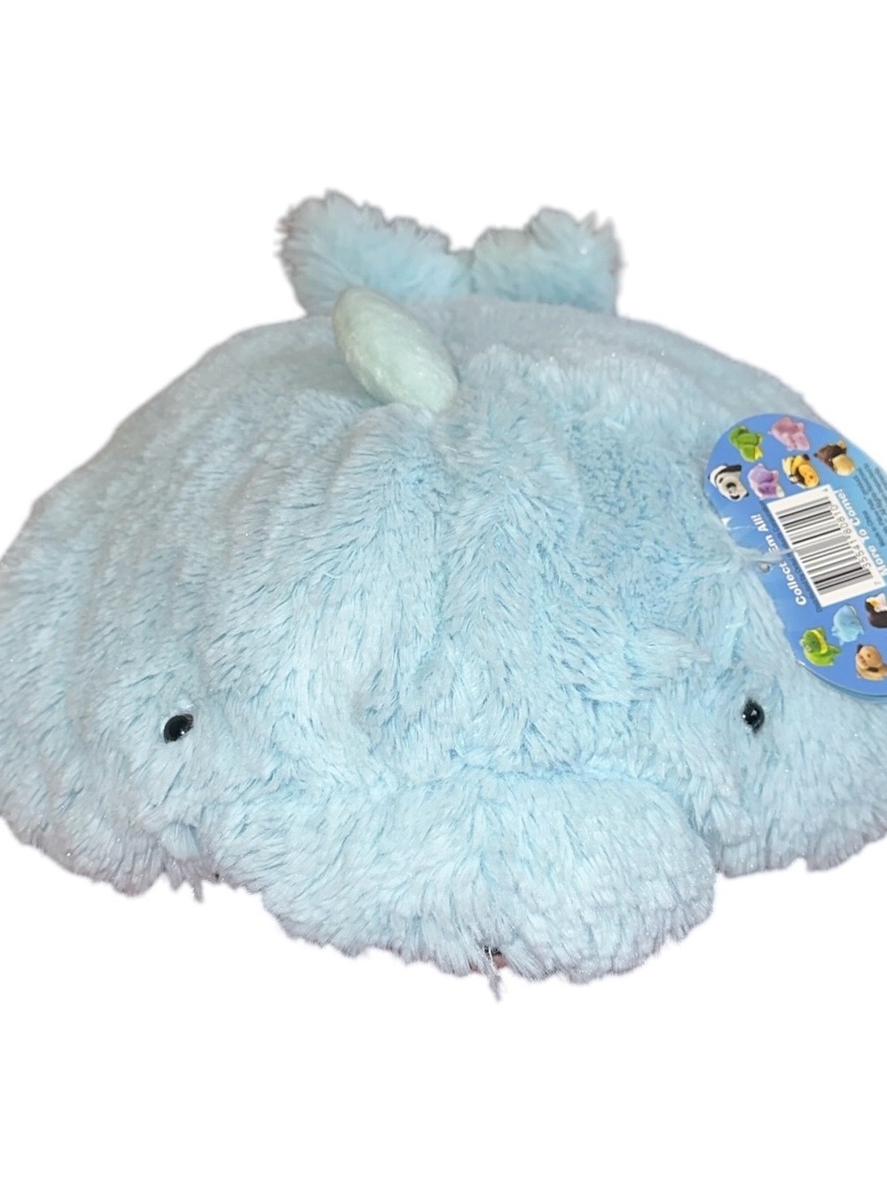 Pillow Pets Pee-Wee Squeaky Dolphin Blue White Plush Pillow New 2010 No Squeak